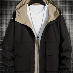 Men Hooded Jacket with Flap Pocket