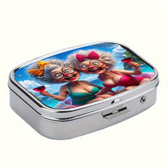 Grandma Pill Organizer Metal Dual Compartment 1pc