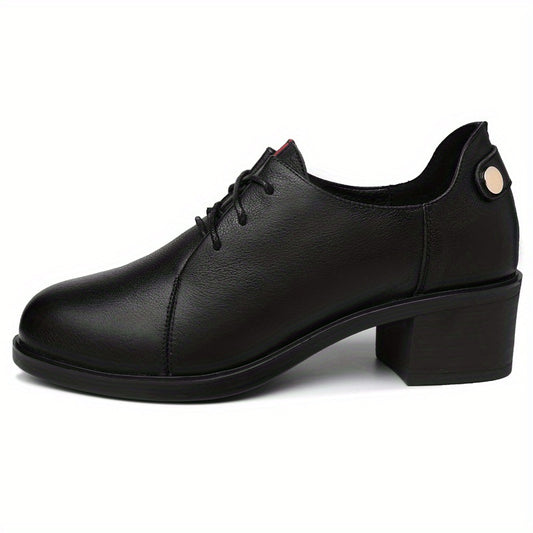 Women's Block Heel Pumps Lace-Up Office Business Mid Heels