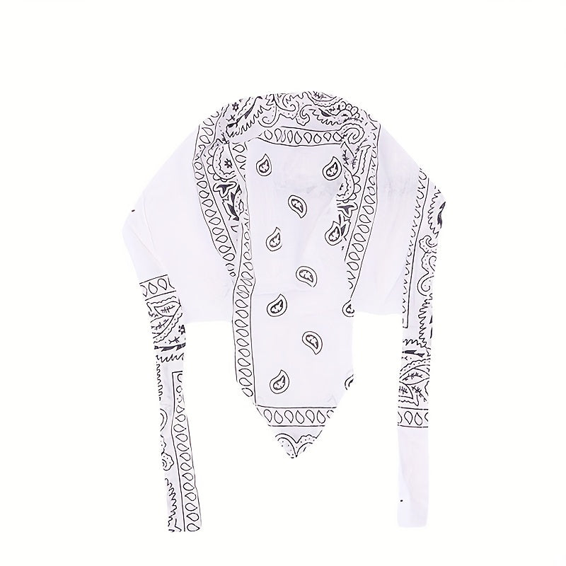 Paisley Print Turban Cap Ramadan Head Wrap Bandana Casual Lace Up Hijab Hat