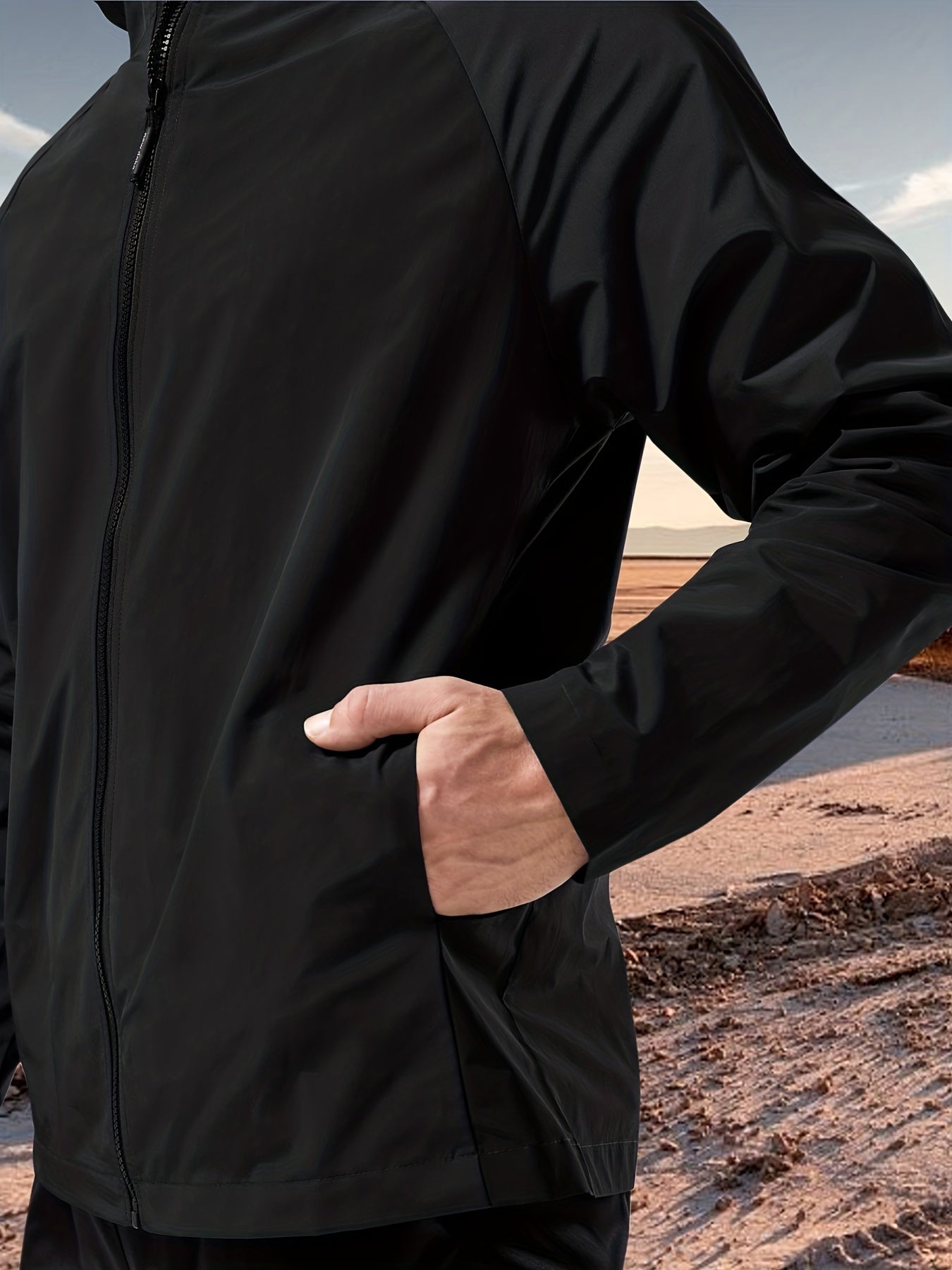 Men's Lightweight Hooded Windbreaker Jacket for Outdoor Activities