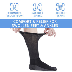 4 Pairs Non-Binding Diabetic Crew Socks for Women & Men