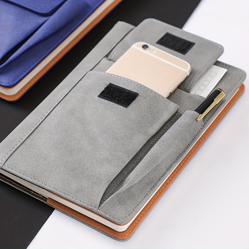 A5 Office Notebook Multifunctional Pocket Insert Cloth Pattern PU Leather