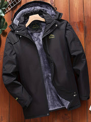 Men's Fleece Zip Up Hooded Jacket Casual Sports Trench Coat