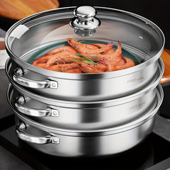 3 Tier Steamer Pot With Lid Stainless Steel Stockpot Kitchen Utensils