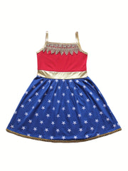 Girls Wonder Women Dress Cotton Clothes Summer Toddler Kids Party Tutu Dresses