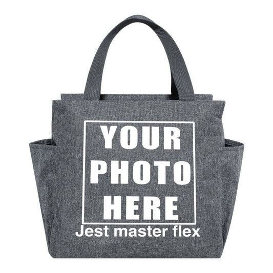 Photo Pattern Insulated Lunch Bag Thick Cooler Box Canvas Tote Food Storage Bag