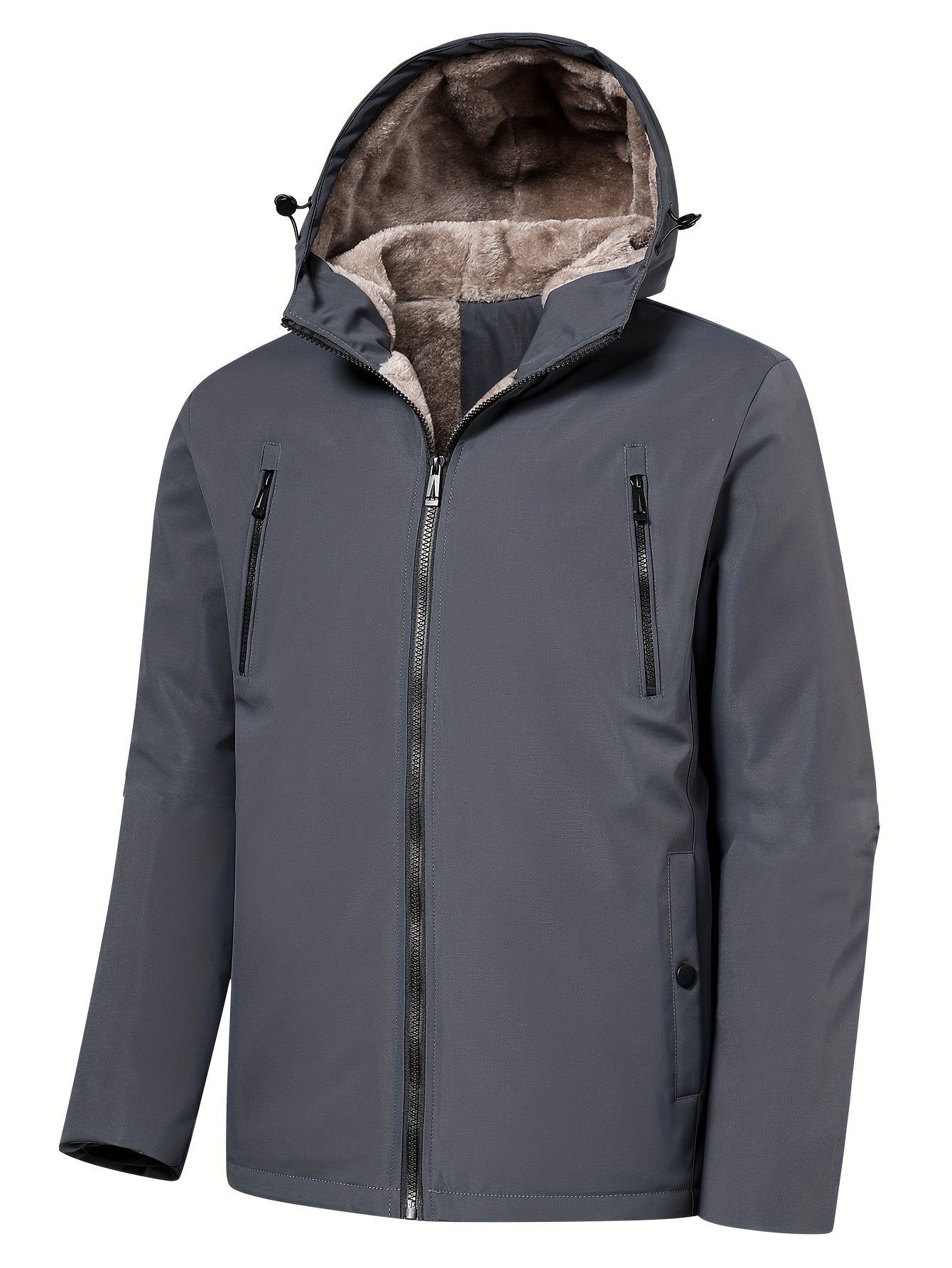 Men's Warm Fleece Hooded Jacket Zip Up Coat for Fall Winter Outdoor