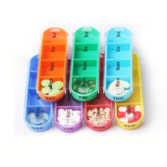 7 Day Pill Organizer with 4 Daily Reminders Portable Faux Leather Medicine Box