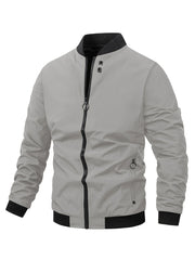Men's Casual Baseball Collar Zip Up Jacket Coat for Spring Fall
