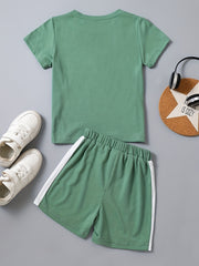 Toddler Boys T-shirt & Shorts Set Crew Neck Short Sleeve Top & Bottoms Kids Summ
