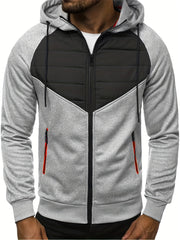 Patchwork Zip Hooded Sweatshirt Men's Jacket Coat