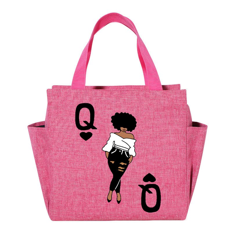 Queen Insulated Lunch Bag Oxford Canvas Tote Cartoon Large Capacity Portable