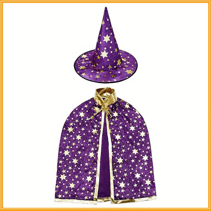 Kids Halloween Cosplay Cape & Hat Set