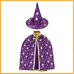 Kids Halloween Cosplay Cape & Hat Set