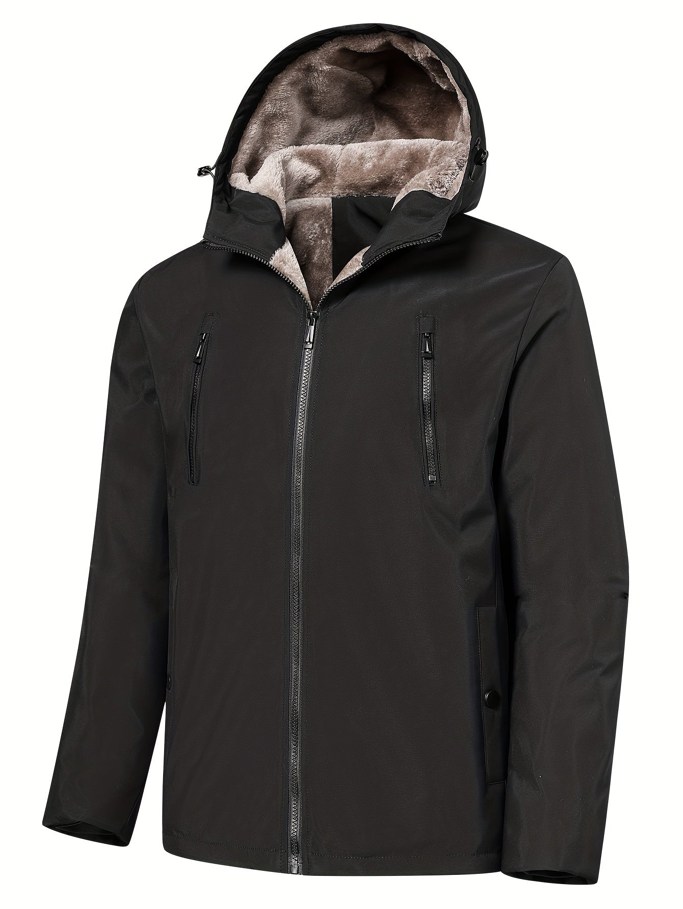 Men's Warm Fleece Hooded Jacket Zip Up Coat for Fall Winter Outdoor