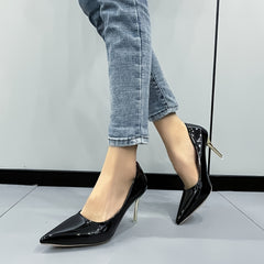 Women's Pointed Toe Court Pumps Patent Leather Stiletto Heels