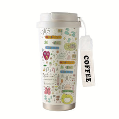 Cartoon Graffiti Insulated Travel Mug 530ml with Straw & Lid
