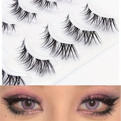 5 Pairs Natural False Eyelashes Lightweight Cosplay Wispy Lashes Extension