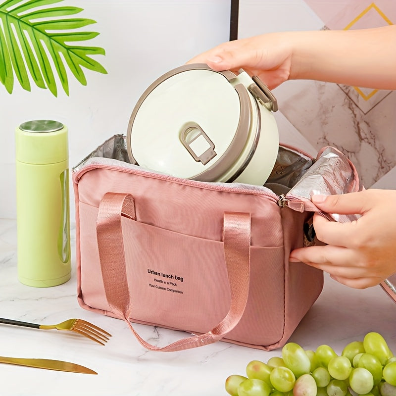 Pink Insulated Lunch Bag Reusable Leak Proof Bento Box with Adjustable Strap