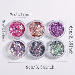 6 Boxes Holographic Nail Glitters for DIY Nail Art