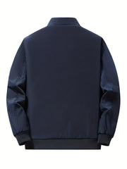 Men's Casual Zipper Jacket Solid Stand Collar