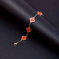 Lucky Clover Flower Pendant Necklace Gold Stainless Steel Adjustable Chain