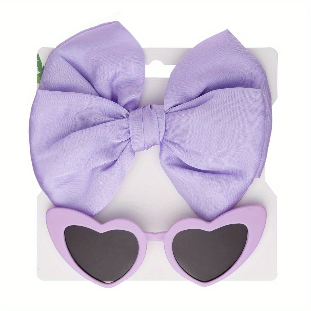 Kids Heart Glasses & Tissue Bow Hairband Set