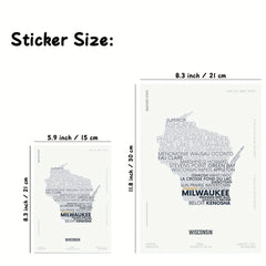 Wisconsin Letter Map Sticker - Kids Modern Font Art