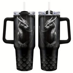 40oz Stainless Steel Dragon Tumbler Insulated Travel Mug with Lid and Handle