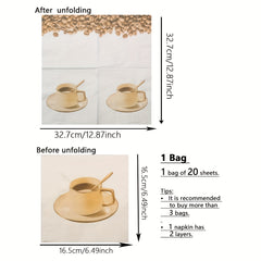 20pcs Printed Napkin Disposable Dining Tissue Napkin for Wedding Decor