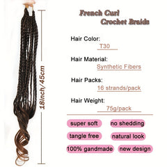 French Curly Braided Hair Crochet Hairpieces Box Braids With Curly Wavy Ends