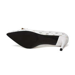 Geometric Pattern Stiletto Heels Point Toe Dress Pumps Women's Heels