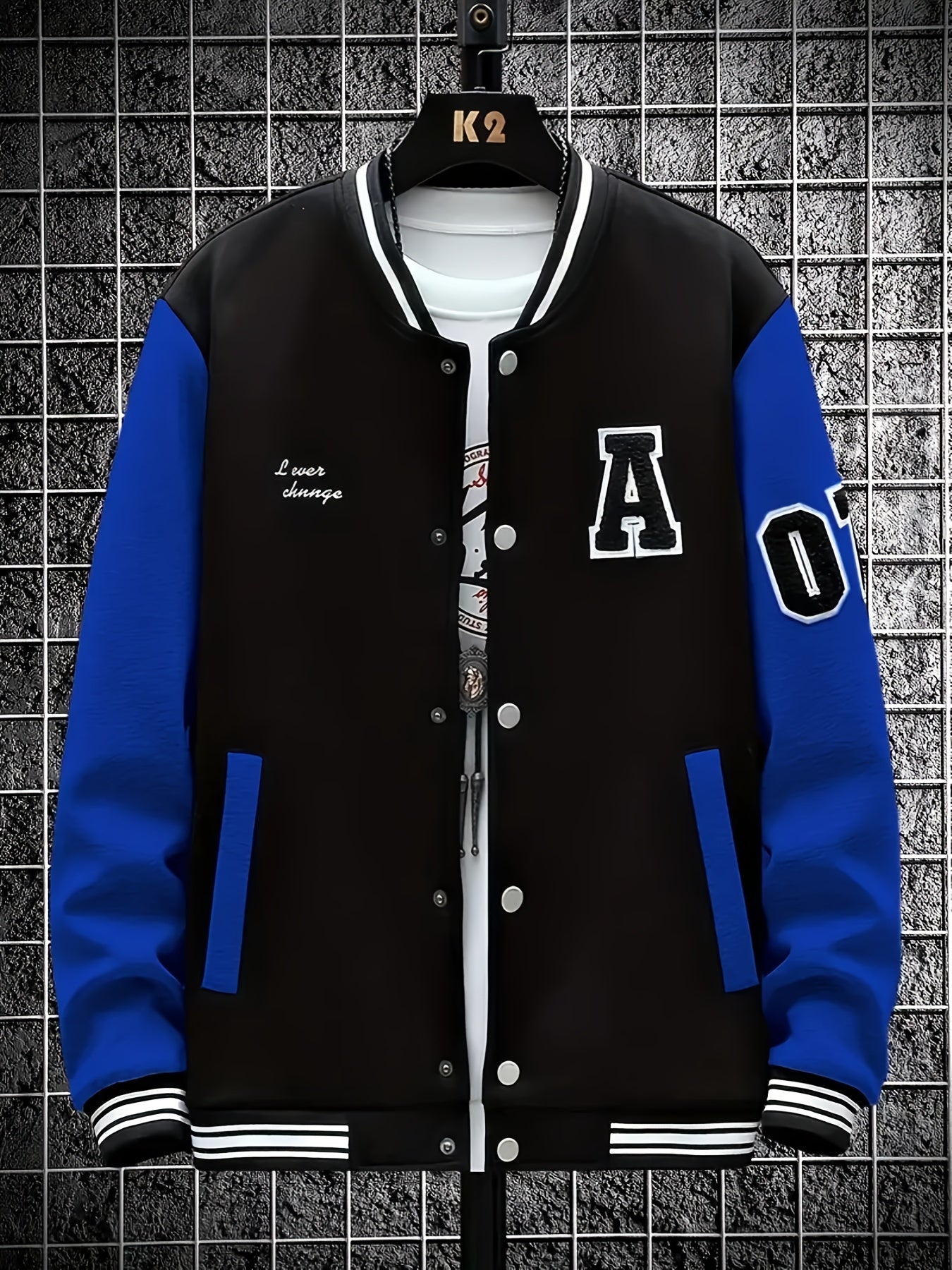 Chenille Embroidery Varsity Jacket Men's Casual Baseball Windbreaker Coat