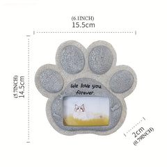 Paw Shaped Pet Memorial Stone with Photo Frame for Dogs or Cats