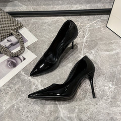 Women's Sexy Pointed Toe High Heels Slip On Patent Leather Stiletto Heels