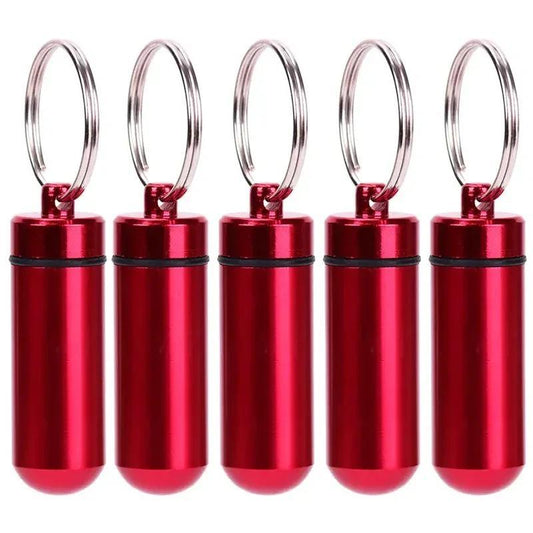 Mini Waterproof Aluminum Pill Box Medicine Case Container Bottle Holder Keychain