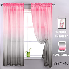 Gradient Sheer Curtains Two Tone Wear Rod Style Home Decor