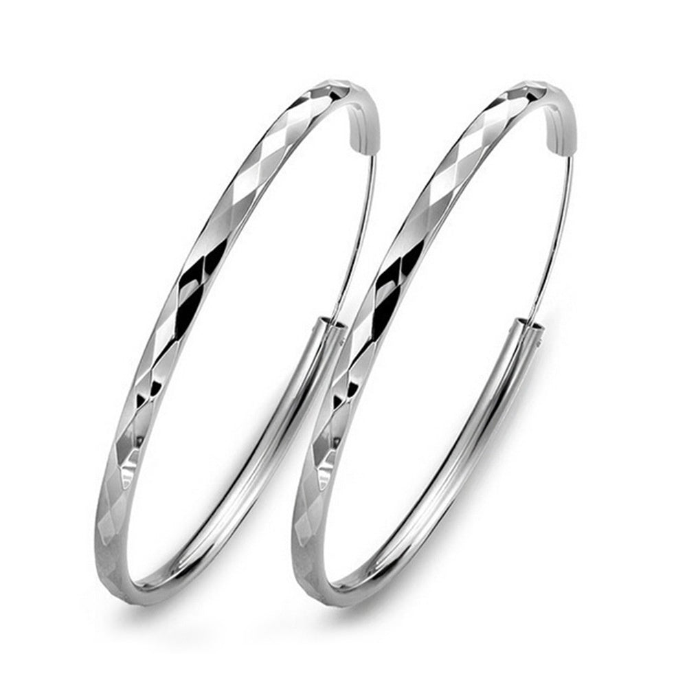 Women 925 Silver Plated Big Hoop Earrings for Party