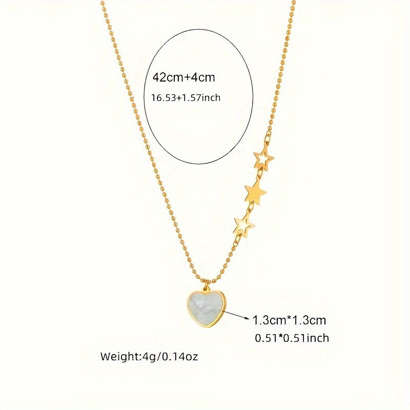 Stainless Steel Necklace Star Heart Pendant
