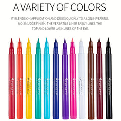 Long Lasting Waterproof Eyeliner Pen 12 Colors Smudge Proof Sweat Proof