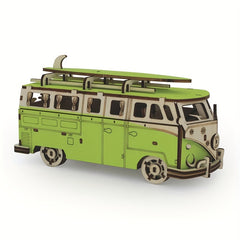 Dopamine Colored Mini Camping Car 3D Puzzle Wooden Enthusiast Holiday Ornament