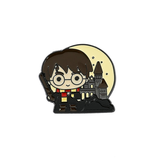 Creative Boy Brooch Glasses Broom Enamel Pin Oil Dripping Badge
