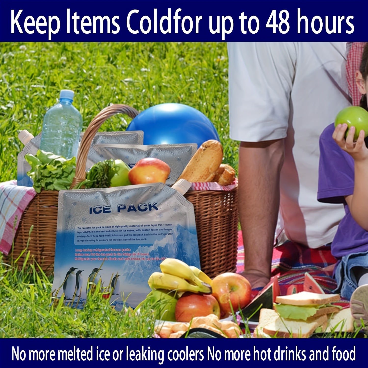 5pcs Reusable Cooler Ice Packs Gel Freezer Packs for Bags Backpacks Lunch