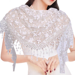 Women's Triangle Scarf With Tassel Lace Shawl
