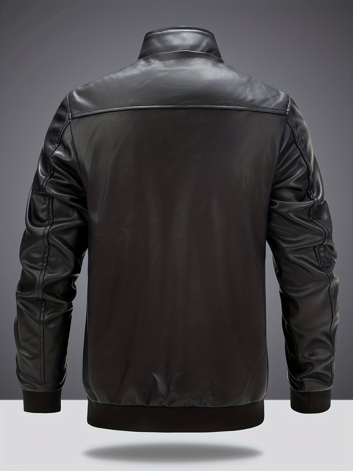 Men's Casual Zip Up Faux Leather Jacket