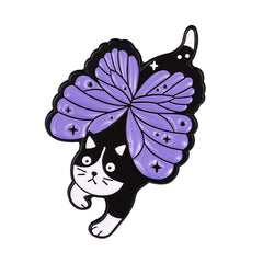 Enamel Butterfly Cat Brooch Women's Animal Pins Kitten Jewelry