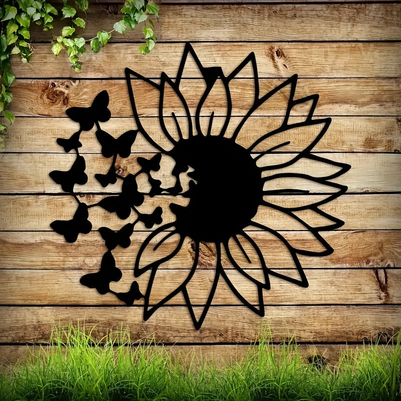 Butterfly Sunflower Metal Wall Decor for Home Modern Art