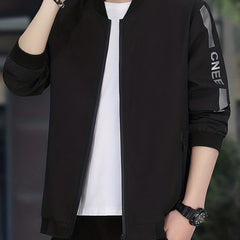 Men's Zip Up Windbreaker Jacket Baseball Collar Coat for Spring Autumn