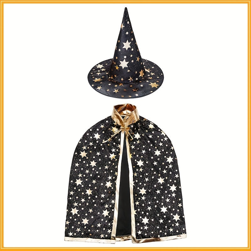 Kids Halloween Cosplay Cape & Hat Set